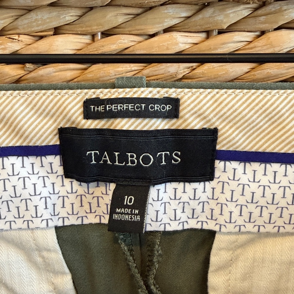 Talbots The Perfect Crop Green Woven Twill Chino Casual Dress Pant Trouser, 10 - Picture 6 of 7